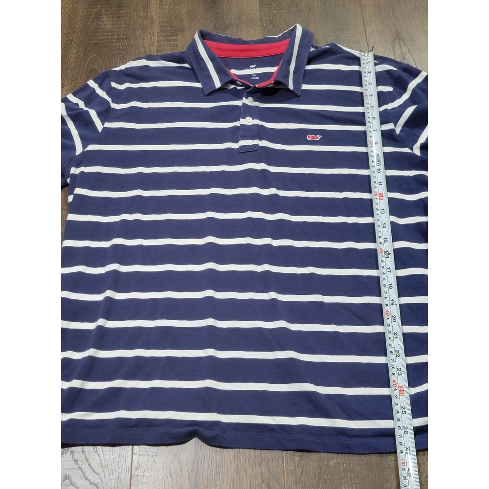VineyardVines Target Mens XL Polo Shirt Navy Blue White Striped Whale Logo Q1/19